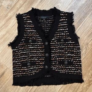 Laundry By Shelli Segal Black and Multicolor Tweed Knit Vest Size Small